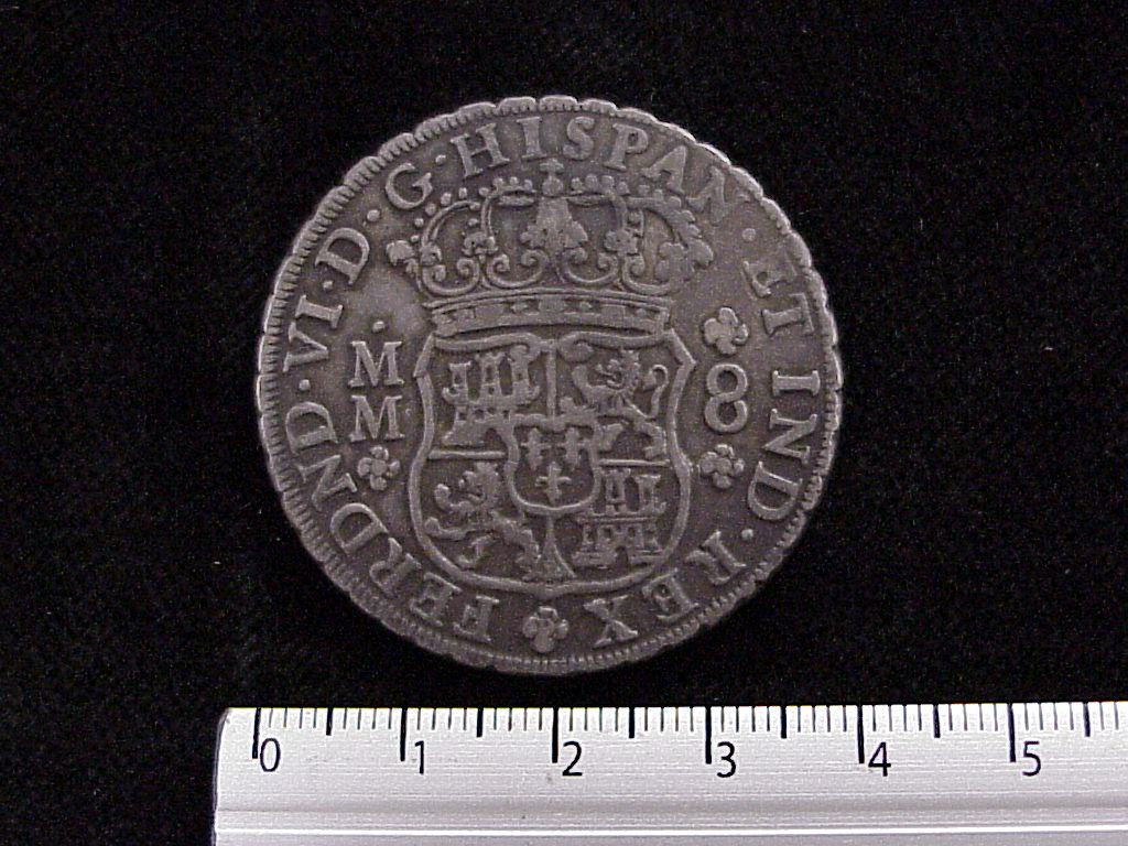 8 Reales Columnario Fernando VI Corona Real 1747-1754 Mo (anverso 1754 inv 1118)