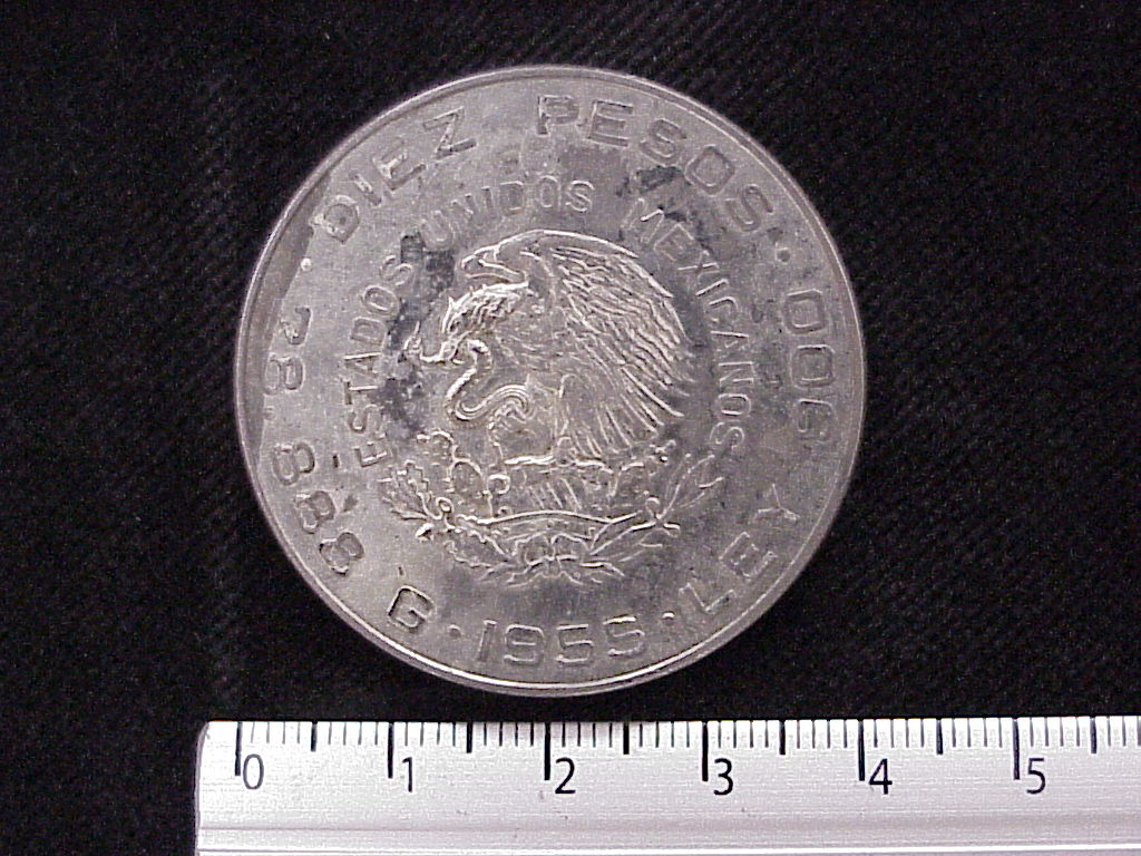 10 Pesos Plata 1955 (anverso)