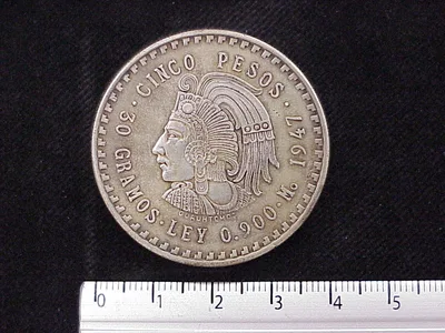 5 Pesos Plata 1947 (reverso)