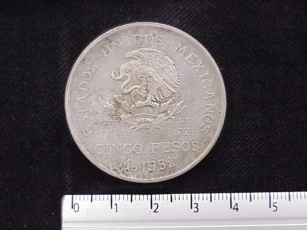 5 Pesos Plata 1952 (anverso)