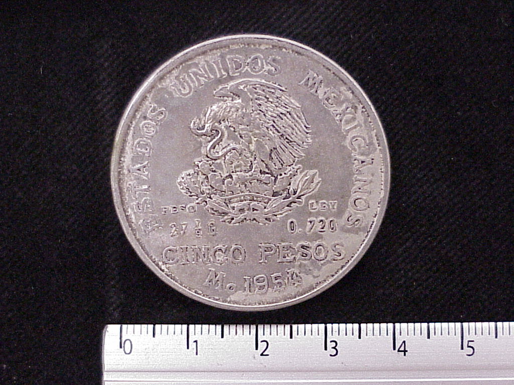 5 Pesos Plata 1954 (anverso)