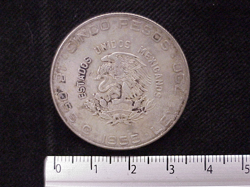 5 Pesos Plata 1955 (anverso)