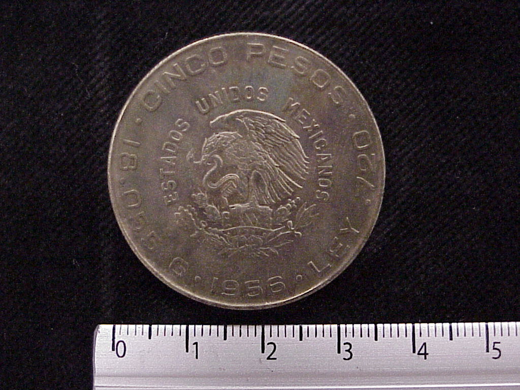 5 Pesos Plata 1956 (anverso)
