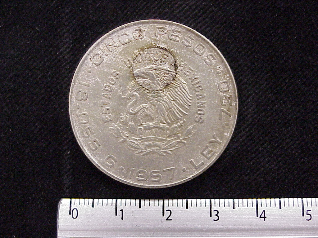 5 Pesos Plata 1957 (anverso)