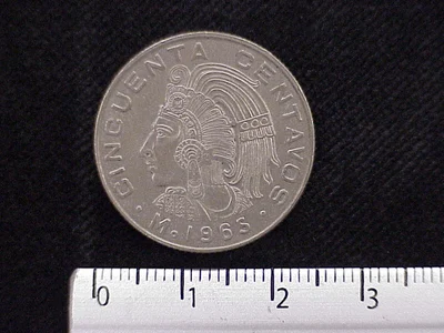 50 Cuproníquel 1965 . Inventario Banxico 11898 (reverso)