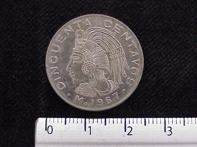 50 Cuproníquel 1967 . Inventario Banxico 11904 (reverso)