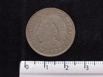 50 Cuproníquel 1969 . Inventario Banxico 11910 (reverso)