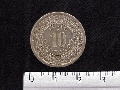 10 Cuproníquel 1942 . Inventario Banxico 12234 (reverso)
