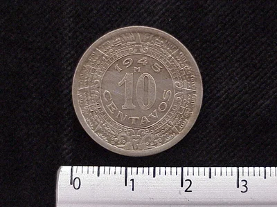 10 Cuproníquel 1945 . Inventario Banxico 12238 (reverso)
