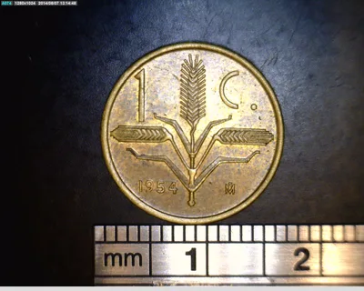 1 Centavos Cobre 1954 (reverso)