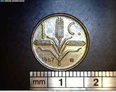 1 Centavos Cobre 1957 (reverso)