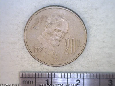 20 Cuproníquel 1972 . Inventario Banxico 15149 (reverso)