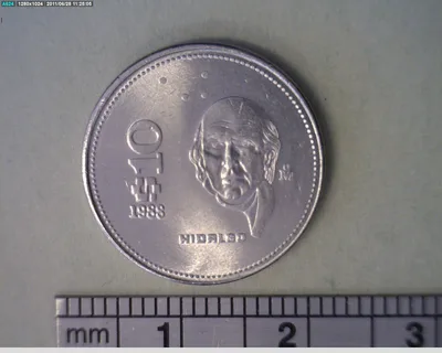10 Pesos Hidalgo Acero inoxidable 1988 (reverso)
