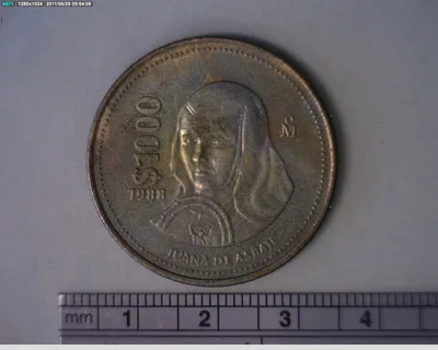 1000 Pesos Sor Juana Inés de la Cruz Bronce Aluminio 1988 (reverso)