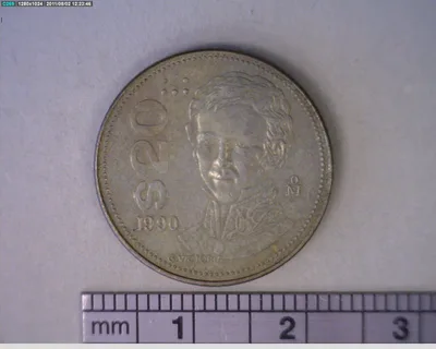 20 Pesos Cuauhtémoc Bronce Aluminio 1990 (reverso)