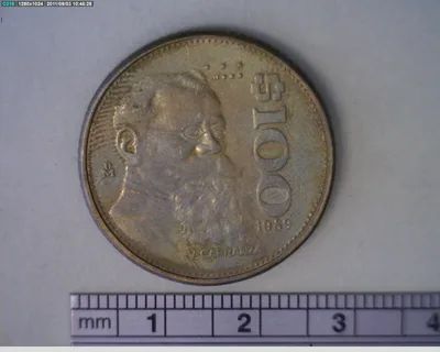 100 Pesos Carranza Bronce Aluminio 1989 (reverso)
