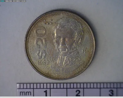 20 Pesos Cuauhtémoc Bronce Aluminio 1989 (reverso)