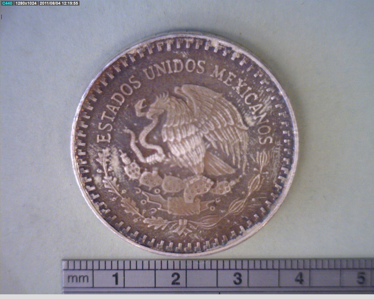 1/2 oz Libertad Plata 1987 (Espejo) · Inventario Banxico 16564 (anverso)