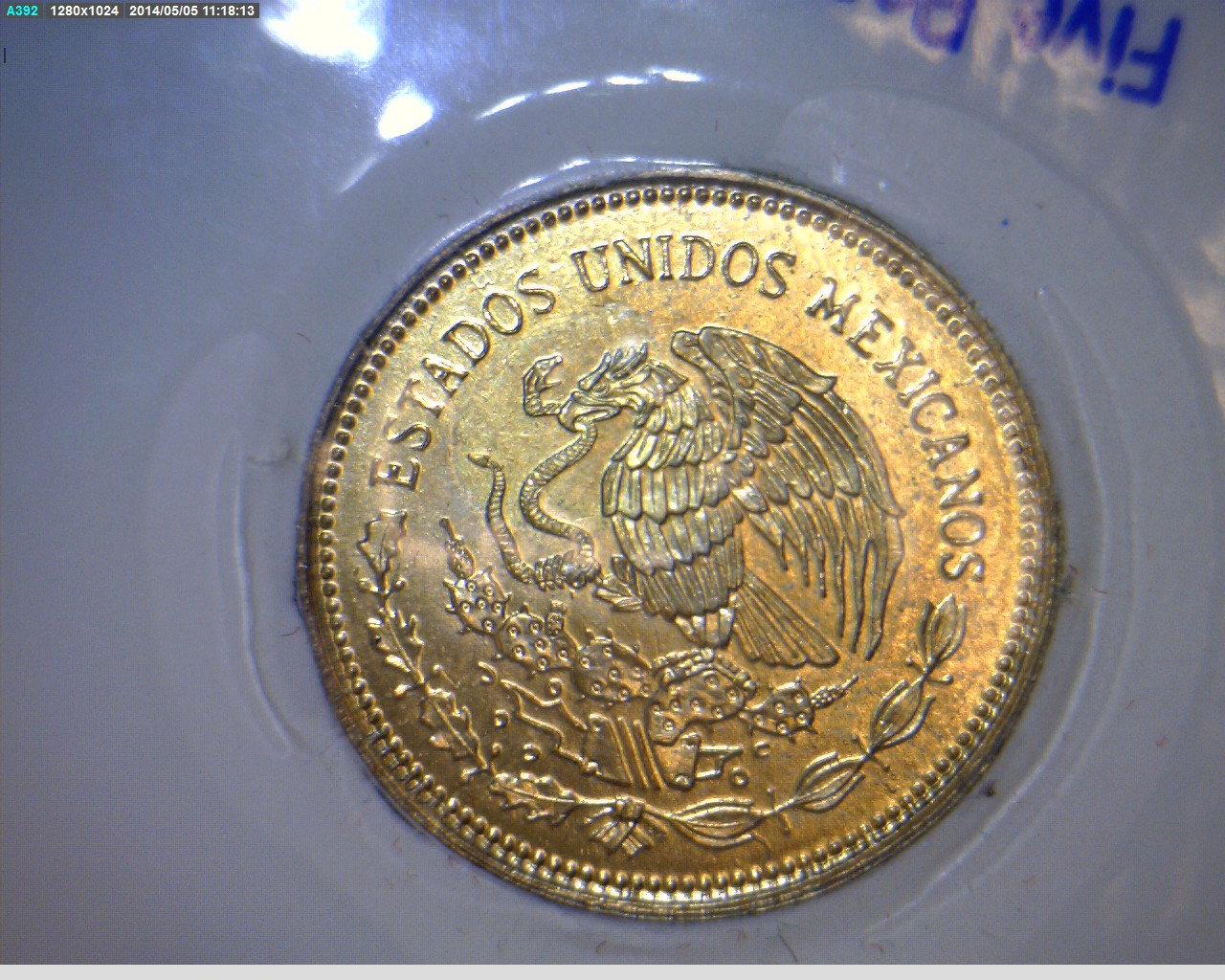 5 Pesos Latón 1985 (anverso)