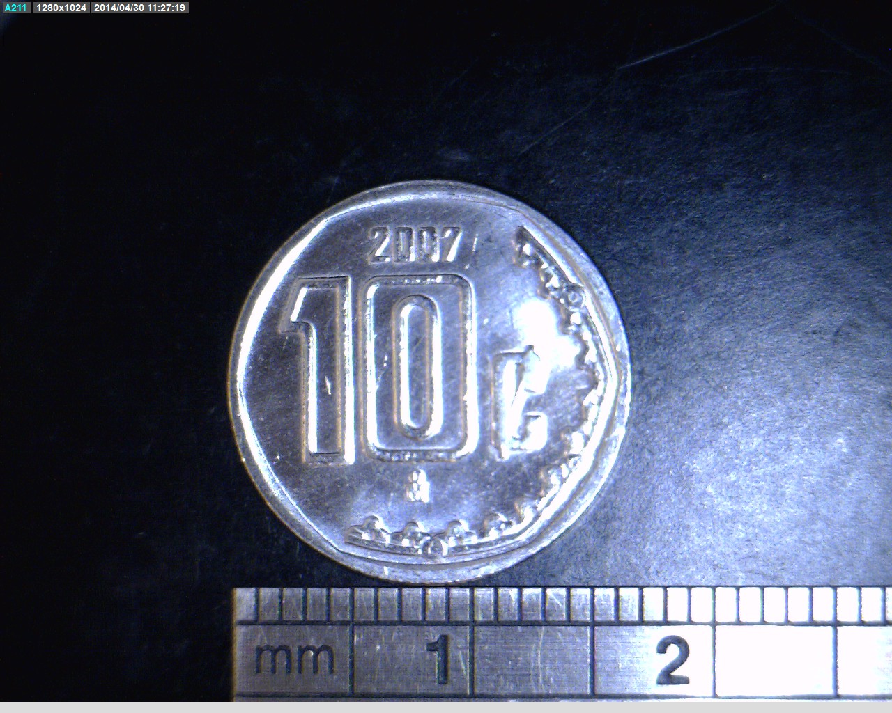 10 Acero inoxidable 2007 . Inventario Banxico 17105 (reverso)