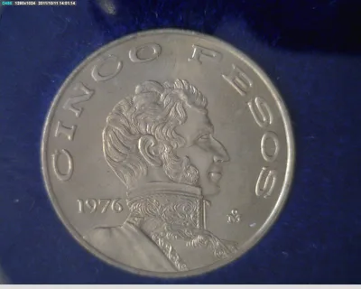 5 Pesos Cuproníquel 1976 (reverso)