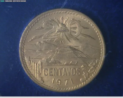 20 Centavos Latón 1971 (reverso)