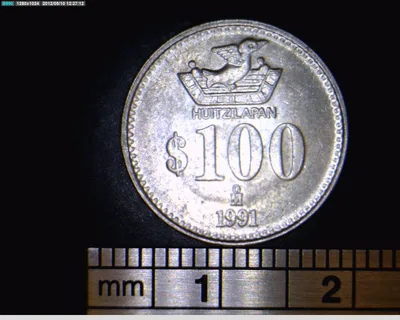100 Pesos Carranza Bronce Aluminio 1991 (reverso)