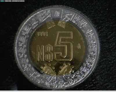 5 Nuevos Pesos Bimetálica 1995