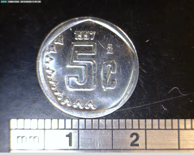 5 Acero inoxidable 1997 . Inventario Banxico 20023 (reverso)