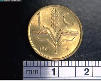 1 Centavos Latón 1967 (reverso)