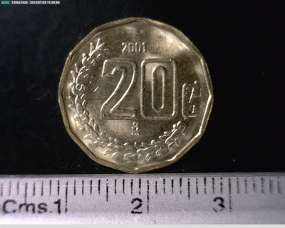20 Bronce Aluminio 2001 . Inventario Banxico 20508 (reverso)