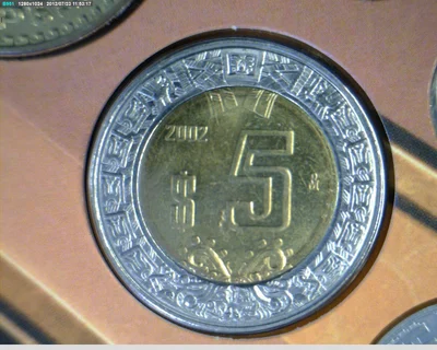 5 Pesos Bimetálica 2002