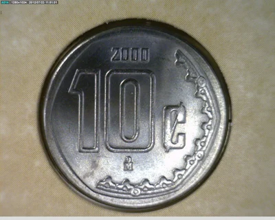 10 Acero inoxidable 2000 . Inventario Banxico 20652 (reverso)