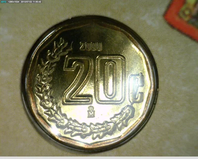 20 Bronce Aluminio 2000 . Inventario Banxico 20653 (reverso)