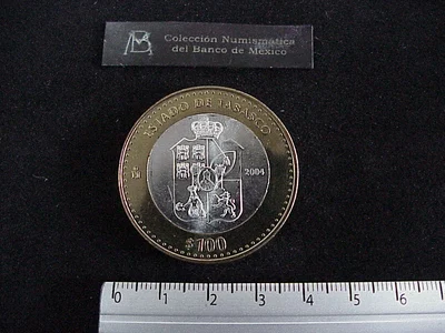 100 Pesos Tabasco Escudo 2003 · Inventario Banxico 21195 (reverso)