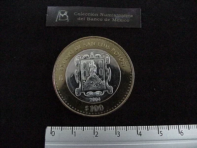100 Pesos San Luis Potosí Escudo 2003 · Inventario Banxico 21204 (reverso)