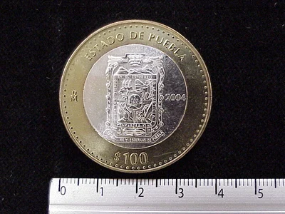 100 Pesos Puebla Escudo 2003 · Inventario Banxico 21272 (reverso)