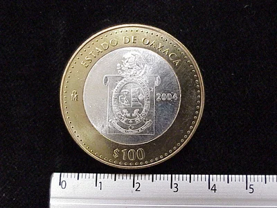 100 Pesos Oaxaca Escudo 2003 · Inventario Banxico 21275 (reverso)