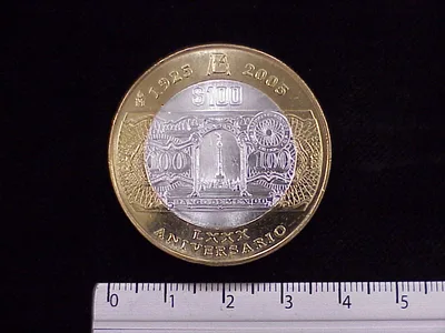 100 Pesos 80 Aniversario Banco de Mexico 2005 - reverso