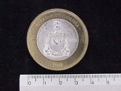 100 Pesos Colima Escudo 2003 · Inventario Banxico 21421 (reverso)