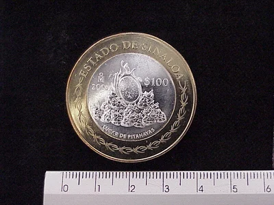 100 Pesos Unión de los Estados Sinaloa segunda etapa cultural 2007 · Inventario Banxico 21530 (reverso)