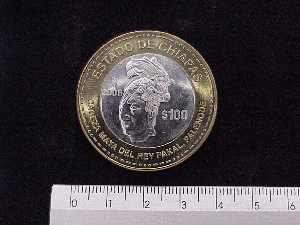 100 Pesos Unión de los Estados Chiapas segunda etapa cultural 2006 · Inventario Banxico 21630 (reverso)