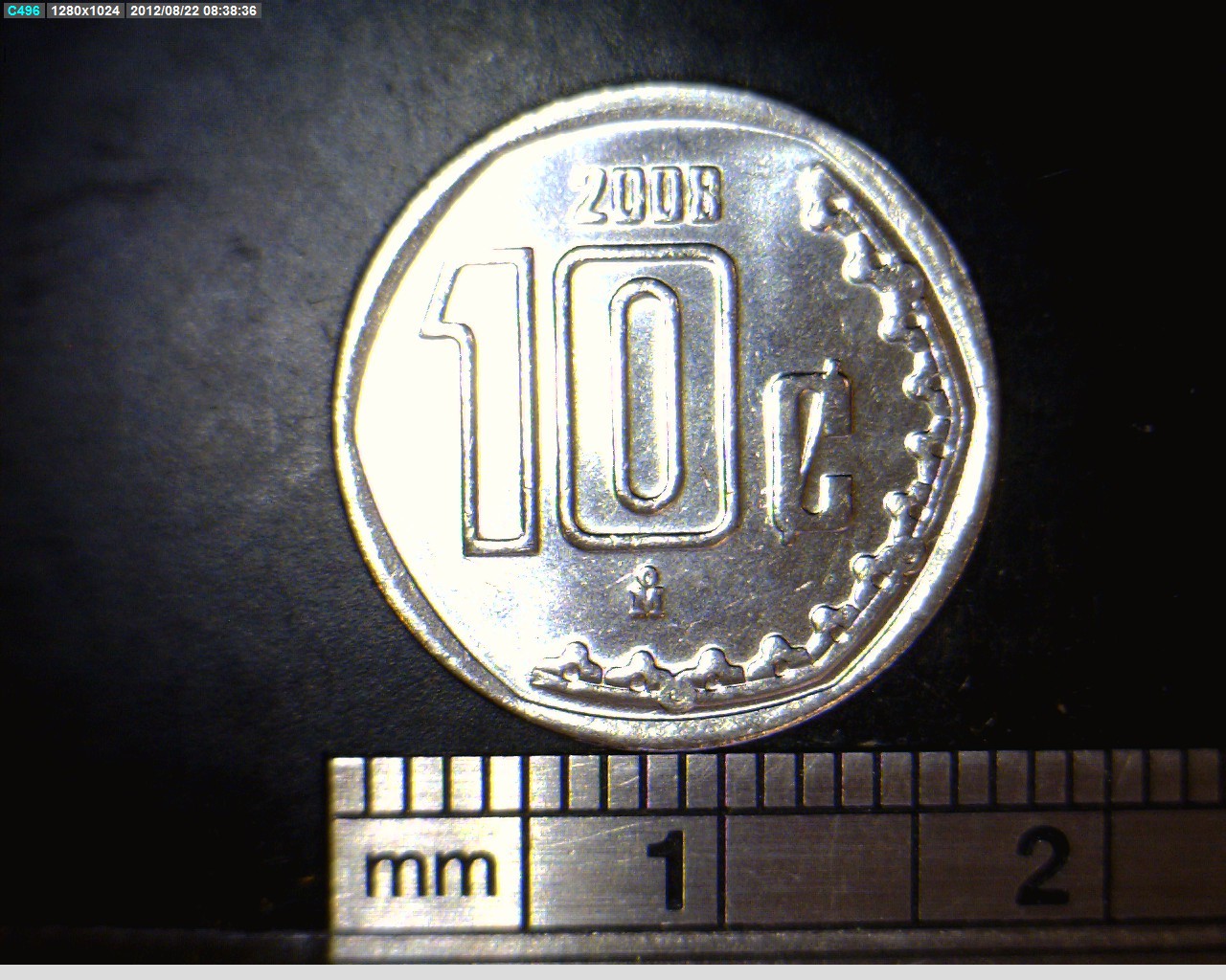 10 Acero inoxidable 2008 . Inventario Banxico 22000 (reverso)