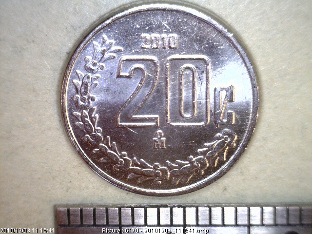 20 Acero inoxidable 2010 . Inventario Banxico 22639 (reverso)
