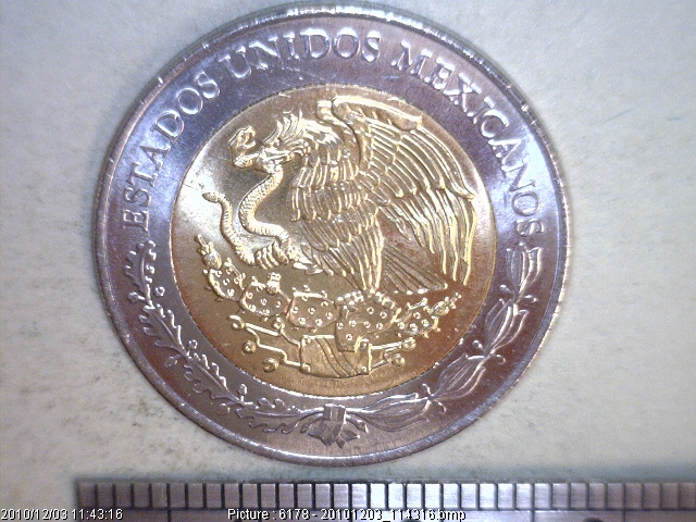 5 Pesos Bimetálica 2010 (anverso)