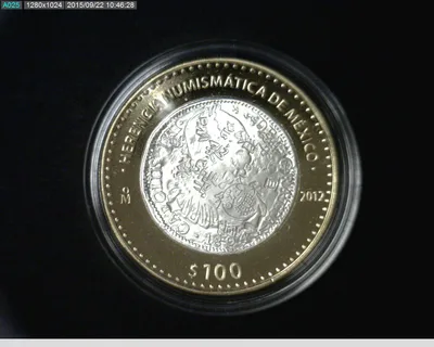 100 Pesos Herencia Numismatica II, Moneda con Chops y Resello de Filipinas 2012 - reverso