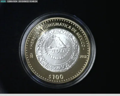 100 Pesos Herencia Numismatica II, Zacatecas Tipo LVO 2012 - reverso