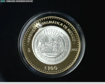 100 Pesos Herencia Numismatica II, Ferrocarril del Sureste 2012 - reverso