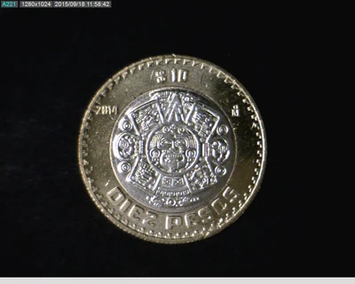 10 Pesos Bimetálica 2014