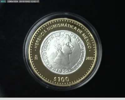 100 Pesos Herencia Numismatica III, Primer Imperio 8 Escudos 2013 - reverso